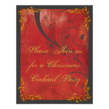 Gold & Red Christmas Party Invitation
