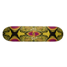 Gold Red Fractal Skateboard