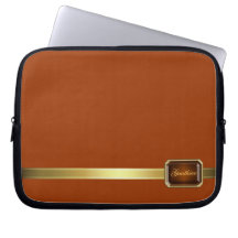 Gold Ribbon Orange Faux Jewel Monogram  Sleeve Laptop Sleeve