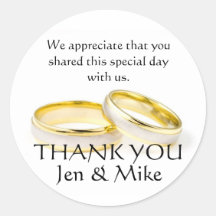 Gold Rings Thank You Wedding Favour Stickers