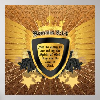 Christian Poster: Gold Romans 8:14, Sons of God 