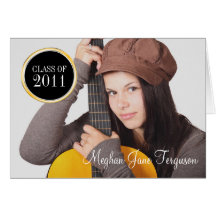 Gold round seal 3 photos class year graduation card