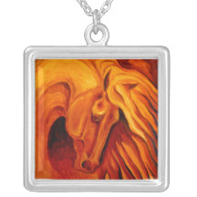 Gold Rush Horse Art Necklace
