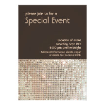 Gold Sequins 70's Retro Party Invitation