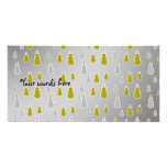 Gold silver snowmen on silver fade personalized photo card
