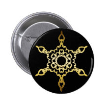 GOLD SNOWFLAKE PINBACK BUTTONS