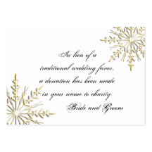 Gold Snowflake Wedding Charity Favour Card Business Card Template