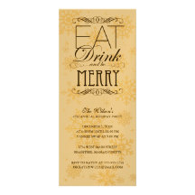 Gold Snowflakes - Eat Drink And Be Merry Personalized Invitations