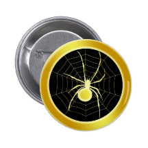 GOLD SPIDER AND WEB BUTTON