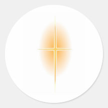 Gold Star Cross with Glow Round Stickers