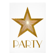 Gold Star 'Party' invitation white