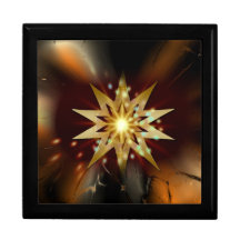 Gold Star Shapes with a Grungy Background Trinket Box