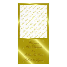 Gold Stars Embossed Greetings Photo Greeting Card