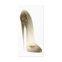 Gold stiletto shoe art Stretched Canvas Print
