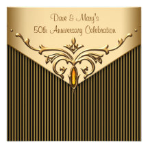 Gold Stripe Gold 50th Anniversary Party Announcement