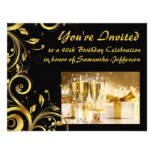 Gold Swirl 40th Birthday Personalised Announcement