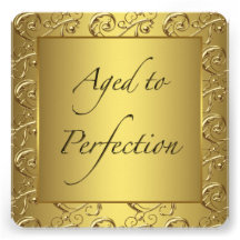 Gold Swirl Aged to Perfection Birthday Party Announcements