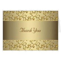 Gold Swirl Gold Thank You Cards