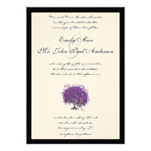 Gold Swirl Tree Black Borders Wedding Invite