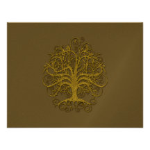 Gold Swirl Tree on Grey Wedding  Response Card Personalised Invitations