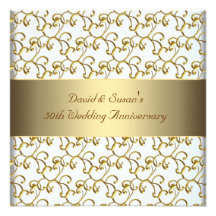 Gold Swirls Gold 50th Wedding Anniversary Party Personalised Invites
