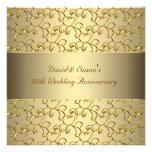 Gold Swirls Gold 50th Wedding Anniversary Party Personalized Announcements
