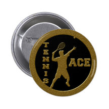 GOLD TENNIS ACE PINBACK BUTTONS
