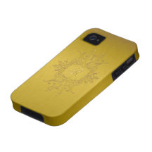 Gold Tones Brushed Aluminium Look-Monogram Case-Mate iPhone 4 Cases