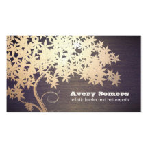 Gold Tree Holistic Healer Naturopath Wood Look Business Card Template