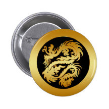 GOLD TRIBAL DRAGON PINBACK BUTTONS
