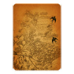 Gold Urn Floral Vintage Birds Wedding Invites