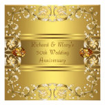 Gold Victorian Flowers Gold 50th Anniversary Custom Invites