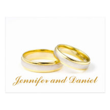Gold Wedding Rings Save the Date Postcards