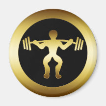 GOLD WEIGHTLIFTER FRIDGE MAGNET