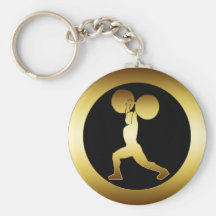 GOLD WEIGHTLIFTER KEYCHAINS