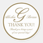 Gold White Monogram G Wedding Favour Stickers