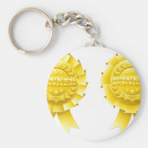 Gold winner rosettes key chains