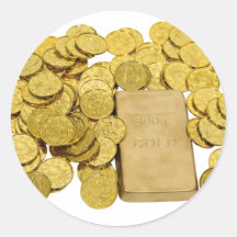GoldCoinsBar093009 Round Stickers