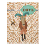 Golddust Aoudad & Butterfly Damask  Postcard Love