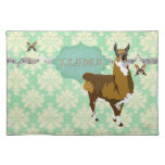 Golddust Llama & Butterfly Mint Julep Damask Ameri Placemat