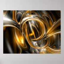 golden 3d art poster