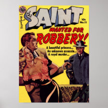 Golden Age Comic Art - The Saint, Wanted for Robbe Poster