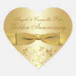 Golden Anniversary Heart Shaped Sticker