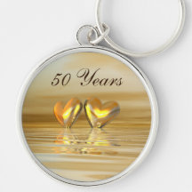 Golden Anniversary Hearts Key Chains