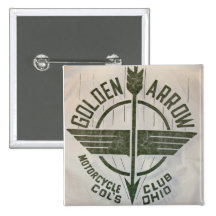 Golden Arrow Motorcycle Club Logo Pinback Buttons