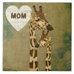 Golden Bronze Giraffes Mom  Tile tiles
