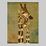 Golden Bronze Giraffes Monogram Postcard postcards