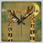 Golden Bronze Giraffes Moonlight Clock wall clocks