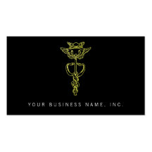 Golden Caduceus Business Card Templates