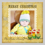 Golden Canaries Christmas Photo Card invitations